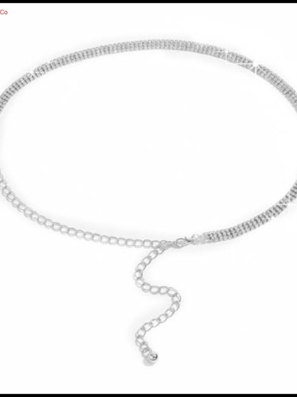 Silver-Tone Rhinestone Waist Chain Belt Adjustable Formal Dress Belt